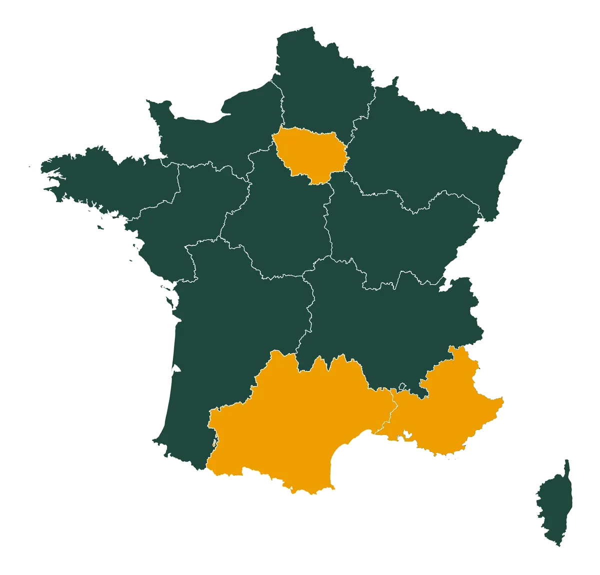 Zones d'intervention OASIS Audiovisuel : intégration audiovisuelle en Île-de-France, Occitanie et région PACA